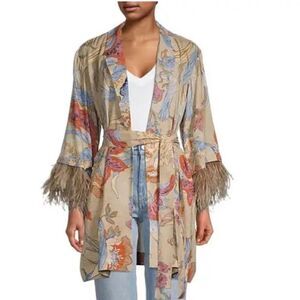 NWT Ungaro Women's Courtney Feather-Trim Wrap cardigan NEW WITH TAG SIZE US …